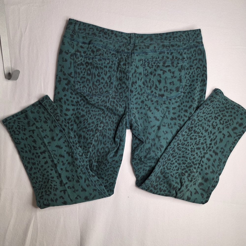 Vanilla Star Vintage Y2K Green Leopard Print Denim‎ Jeans, Size 16